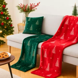 MANTA PLAID NAVIDAD ARBOL 130X160 KARAMELO