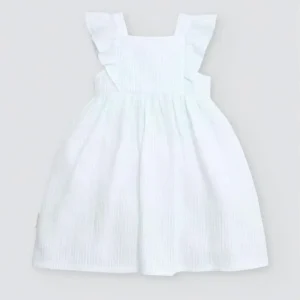 Vestido de bebé con rayas y tirantes con volantes