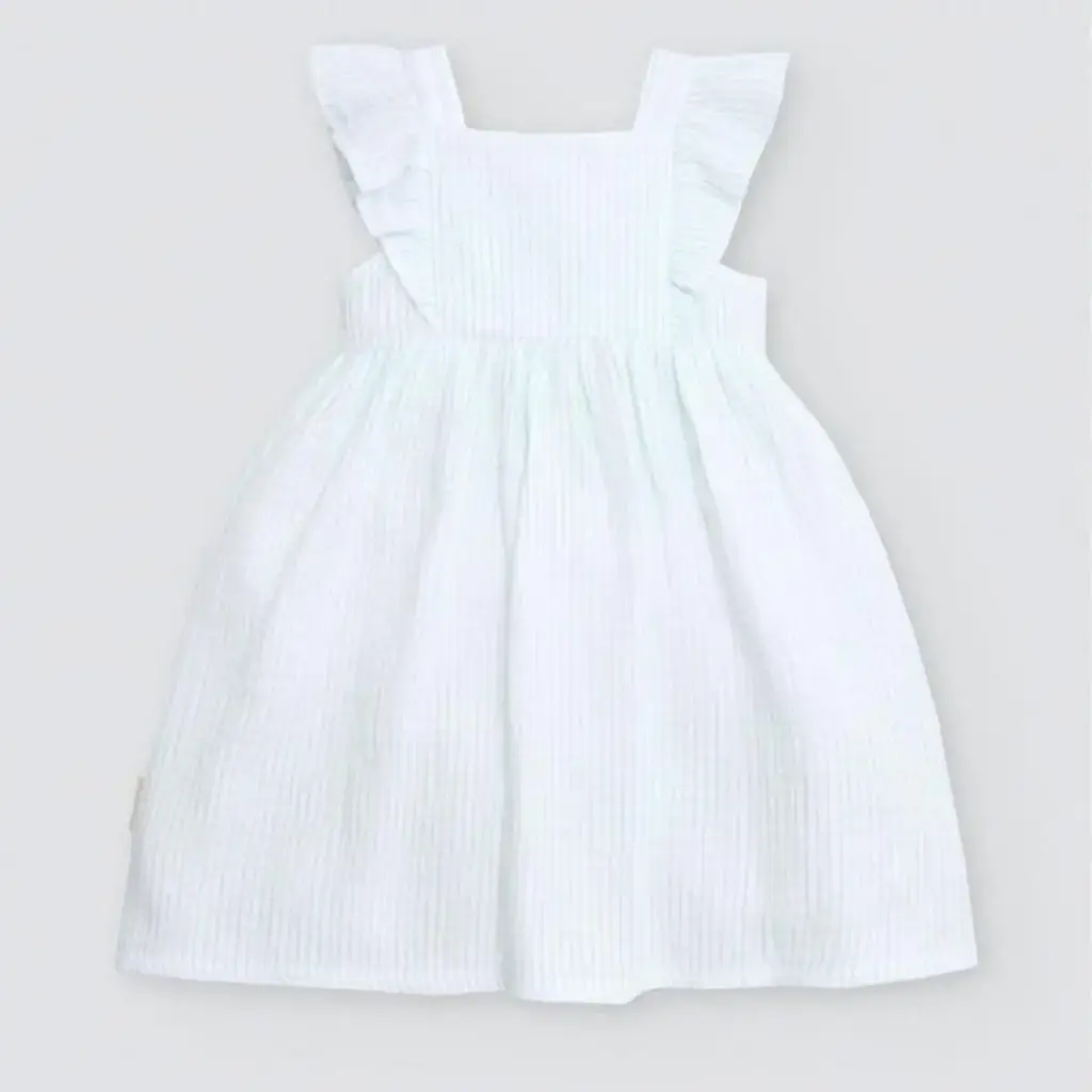 Vestido de bebé con rayas y tirantes con volantes