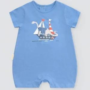 Pelele de bebé manga corta con estampado de barco
