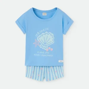 Pijama corto de niña azul
