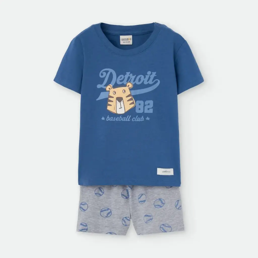 Pijama corto de niño azul deportivo