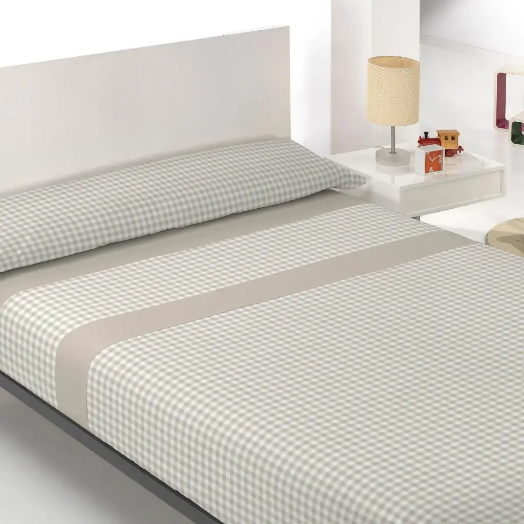 Juego de Sábanas Microfibra Rossana Caelia Beige Vichy