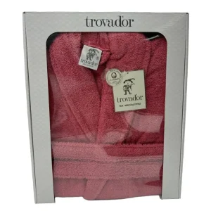 Albornoz unisex color cereza con cuello smoking