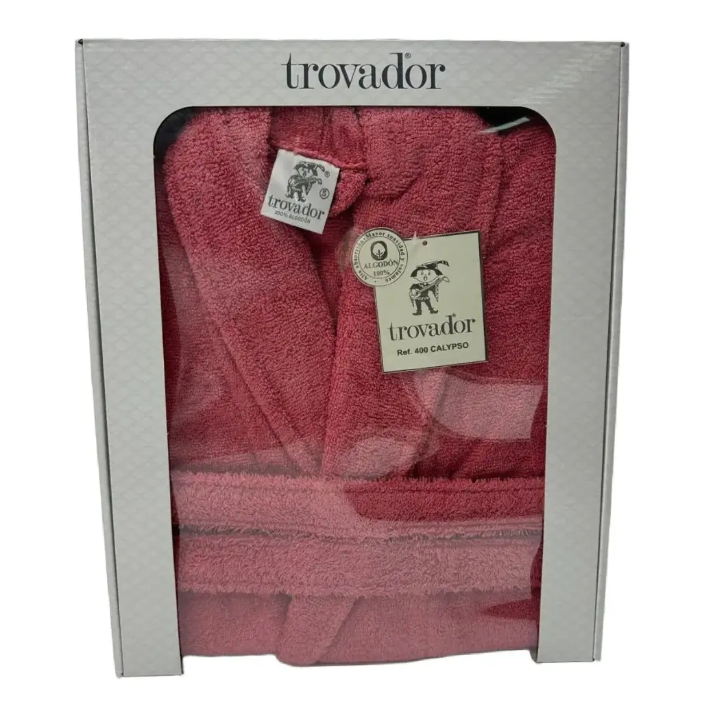 Albornoz unisex color cereza con cuello smoking