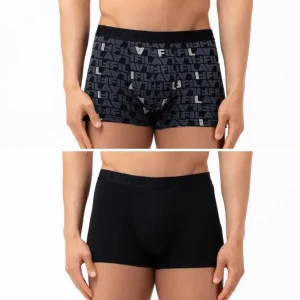 Pack de 2 Boxers Hombre Ajustados con Cintura Elástica Negro y Azul Marino