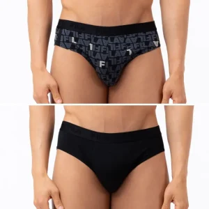 Pack de 2 Slip Hombre Ajustados con Cintura Elástica Negro y Azul Marino