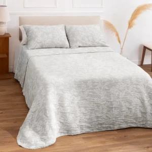 Colcha Jacquard Reversible Don Algodón Indiana Gris con Fundas Cojín