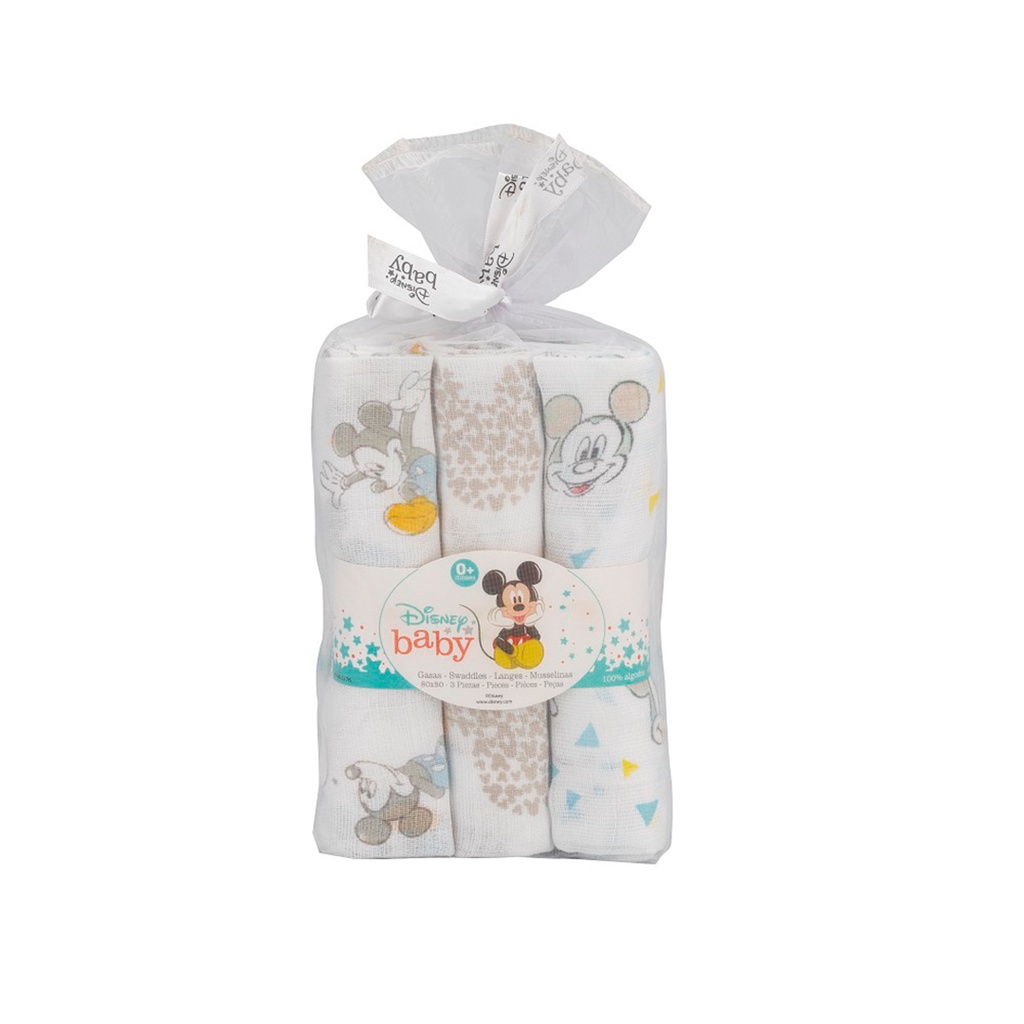 Pack de 3 gasas Disney para bebé – Mickey Mouse