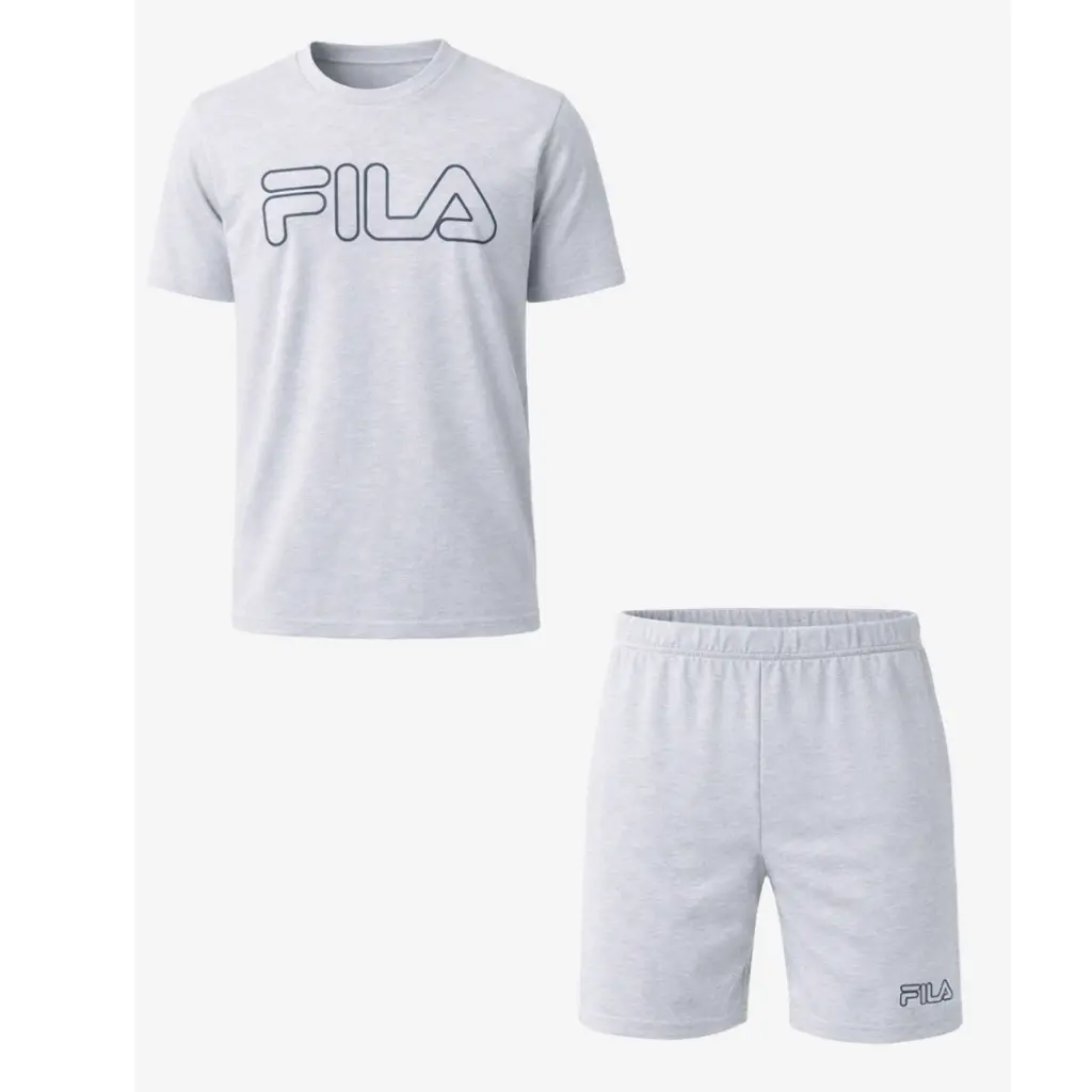 Pijama Hombre FILA Manga Corta Gris Verano - Imagen 2