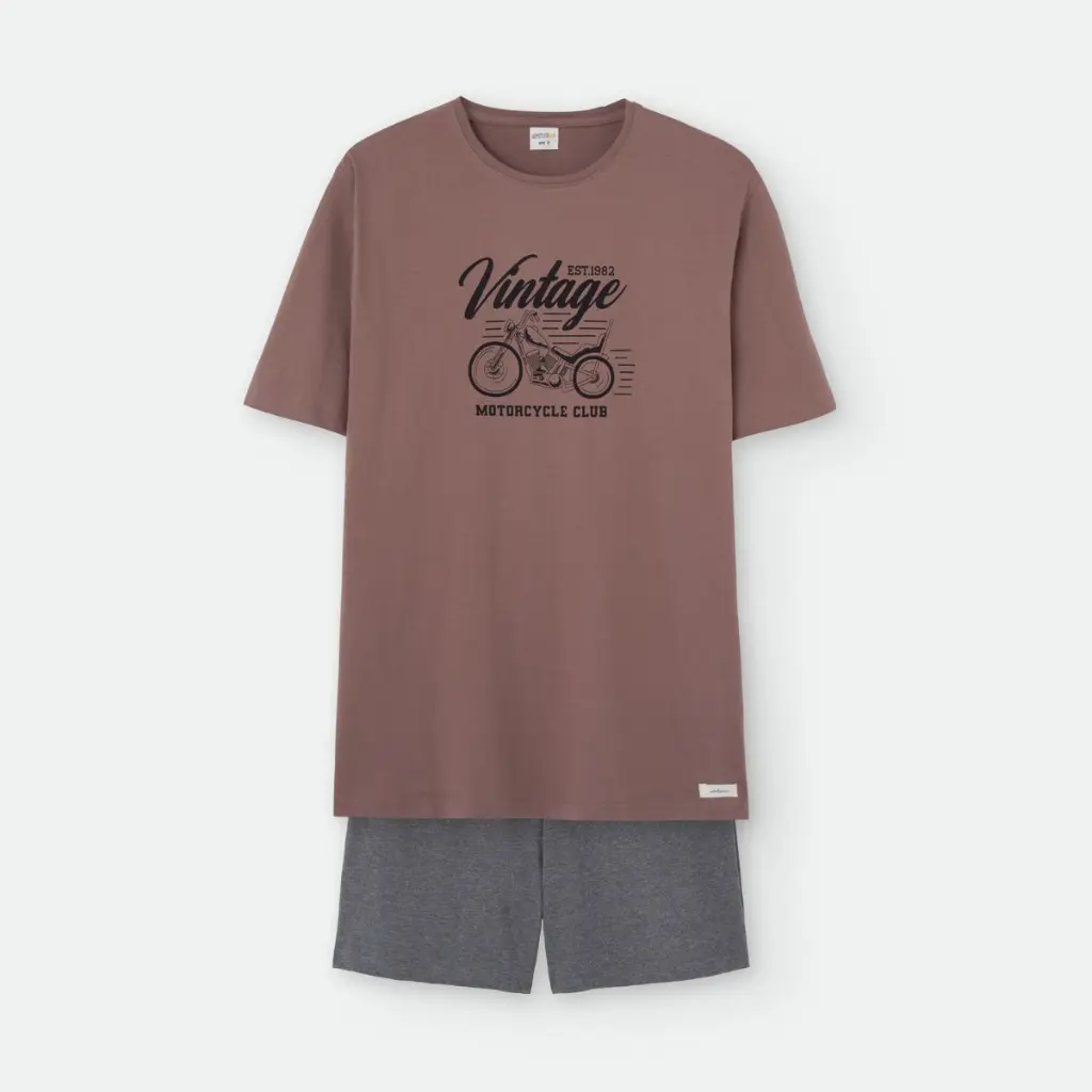 Pijama de verano para hombre con estampado motocicleta - Imagen 2