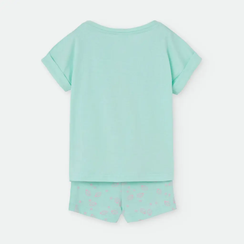 Pijama corto de niña verde agua - Imagen 2