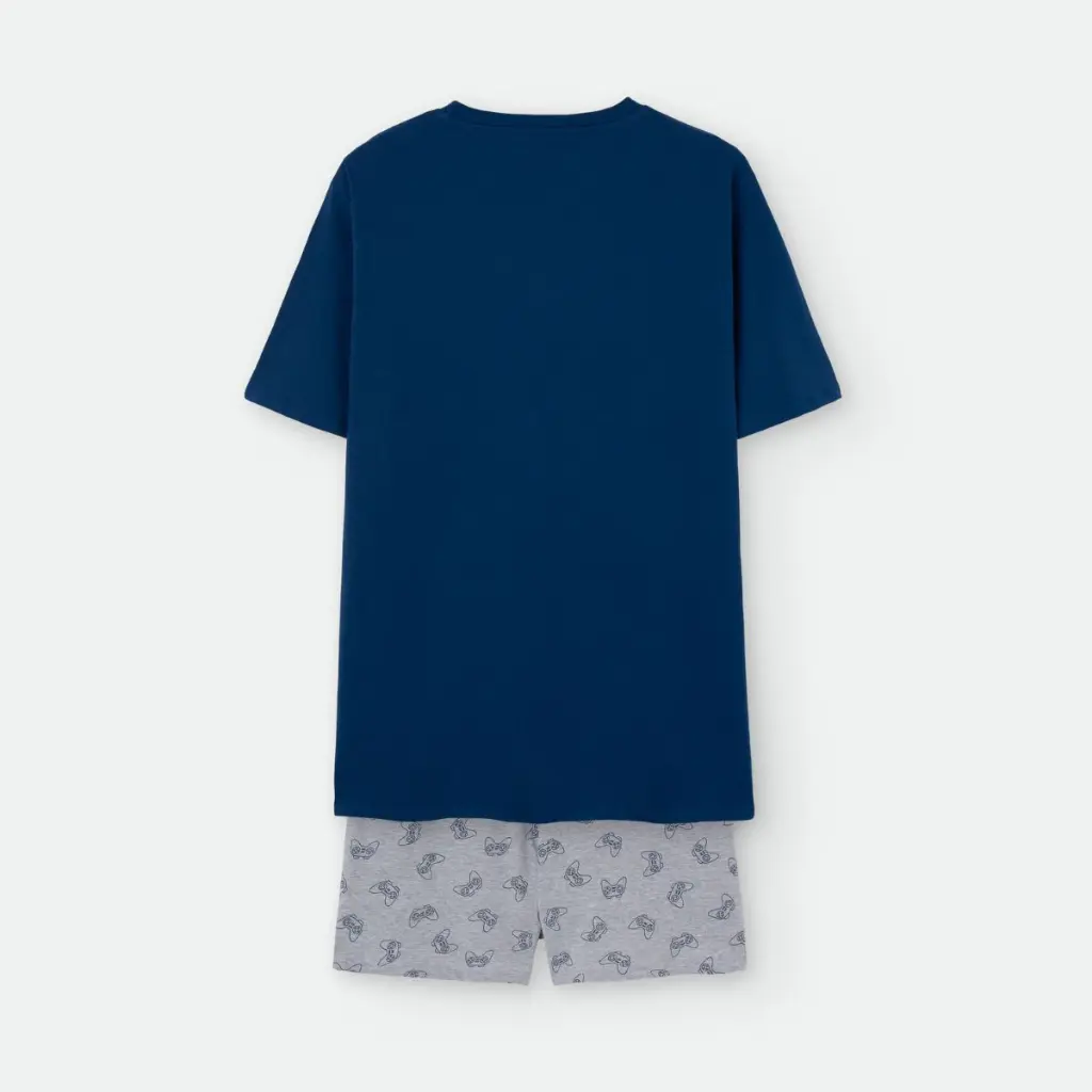 Pijama corto a juego padre e hijo azul marino - Imagen 3