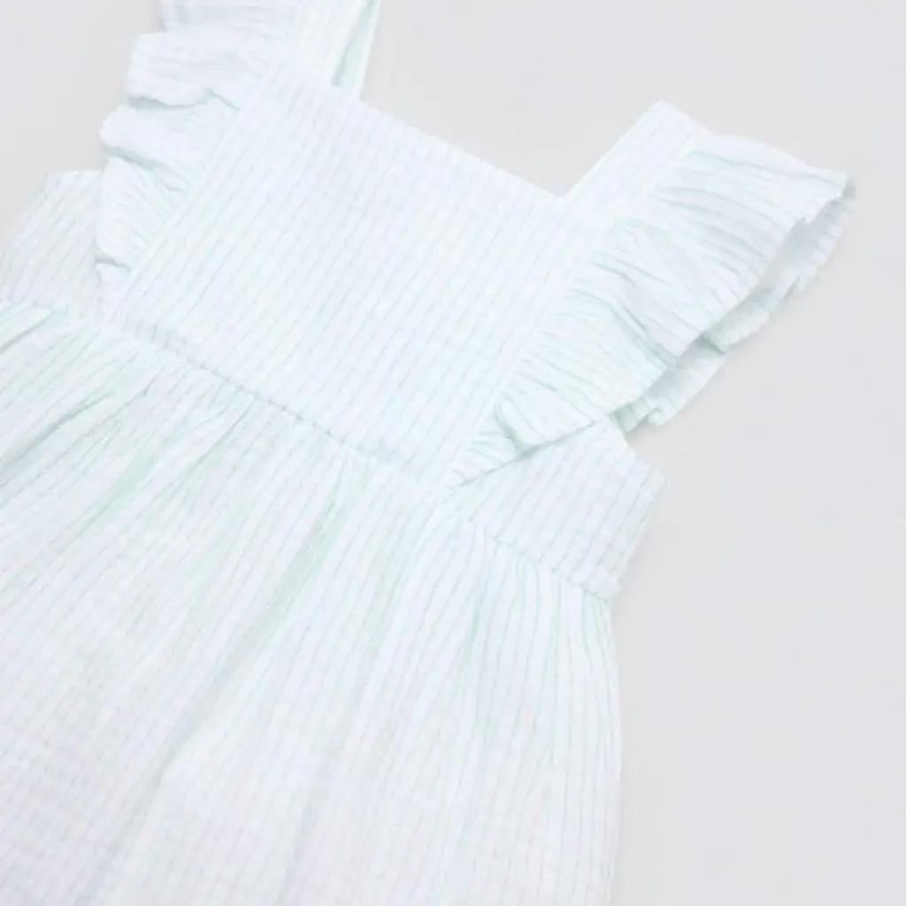 Vestido de bebé con rayas y tirantes con volantes - Imagen 2